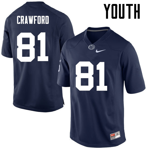 NCAA Nike Youth Penn State Nittany Lions Jack Crawford #81 College Football Authentic Navy Stitched Jersey JHE5798EU